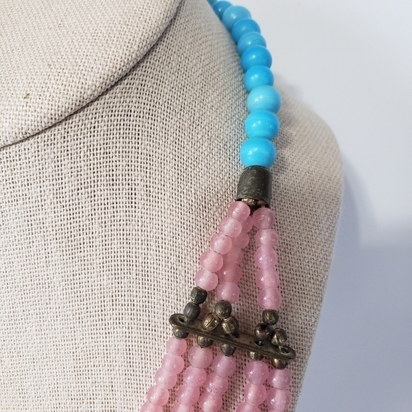 Tanjore Multi-Strand Beaded Bohemian Necklace Made in India - Picture 3 of 7